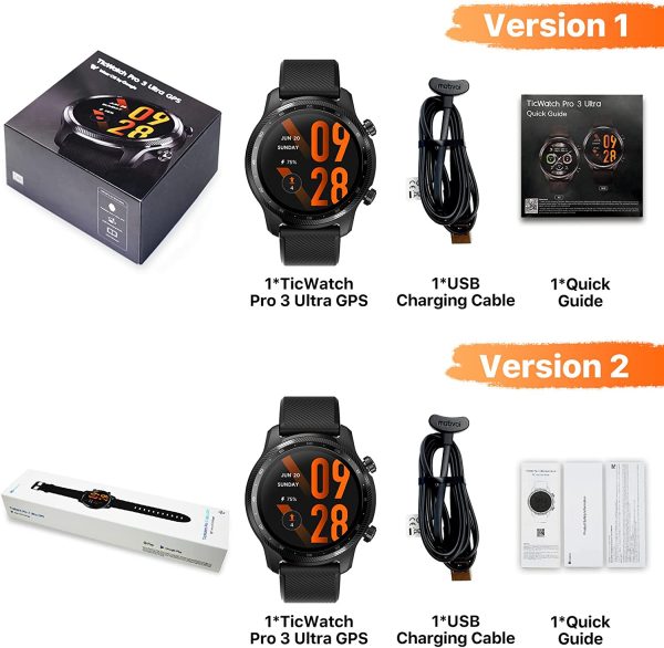 Ticwatch Pro 3 Ultra GPS Smartwatch Qualcomm SDW4100 and Mobvoi Dual Processor System Wear OS Smart Watch for Men Blood Oxygen Fatigue Assessment 3-45 Days Battery NFC Mic Speaker - immagine 4