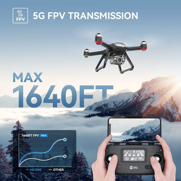 Holy Stone HS700E 4K UHD Drone with EIS Anti Shake 130°FOV Camera for Adults, GPS Quadcopter with 5GHz FPV Transmission, Brushless Motor, Easy Auto Return Home, Follow Me and Outdoor Carrying Case - immagine 6