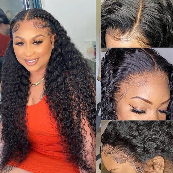 250% Density 13x6 HD Transparent Curly Lace Front Wig Human Hair Pre Plucked Glueless Kinky Curly Lace Front Wig Human Hair Wigs with Baby Hair Bleached Knotsigs For black Women(13x6 Lace Front Wig 26 Inch) - immagine 4