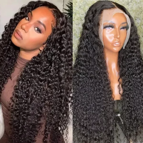 250% Density 13x6 HD Transparent Curly Lace Front Wig Human Hair Pre Plucked Glueless Kinky Curly Lace Front Wig Human Hair Wigs with Baby Hair Bleached Knotsigs For black Women(13x6 Lace Front Wig 26 Inch) - immagine 2