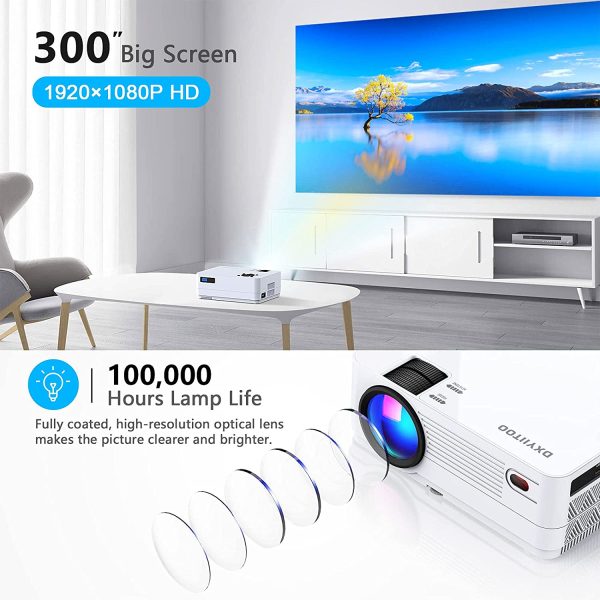 Native 1080P Projector with WiFi and Two-Way Bluetooth, Full HD Movie Projector for Outdoor Movies, 300" Display Projector 4k Home Theater, Compatible with iOS/Android/PC/XBox/PS4/TV Stick/HDMI/USB - immagine 3