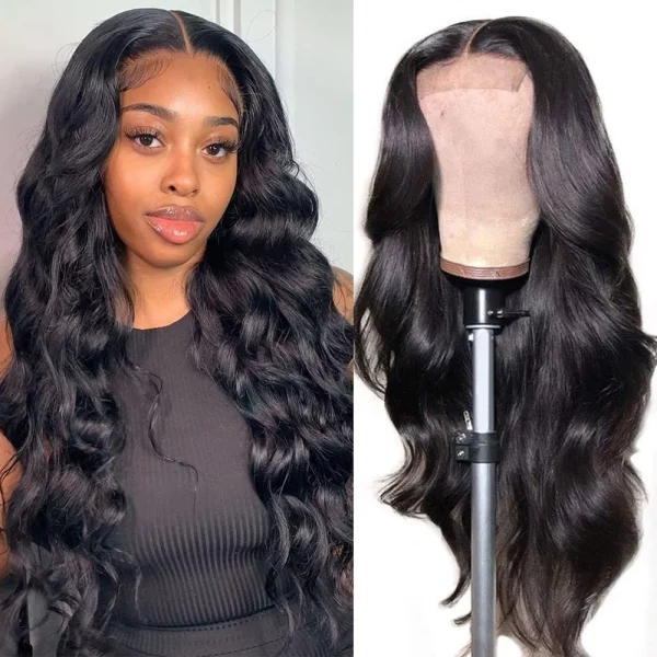 MDL Hair 28 inch 4x4 Lace Front Body Wave Human Hair Wigs Brazilian Virgin Hair 4x4 Lace Closure Wig 130% Density Pre Plucked Hairline Human Hair Lace Front Wigs With Baby Hair - immagine 2