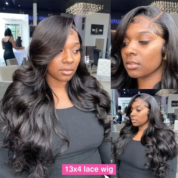 Maxine 32 inch Lace Front Wig Human Hair Wigs for Black Women Body Wave 13x4 HD Lace Frontal Wig 180% Density Brazilian Body Wave Virgin Hair Lace Frontal Wigs Pre Plucked with Baby Hair - immagine 4