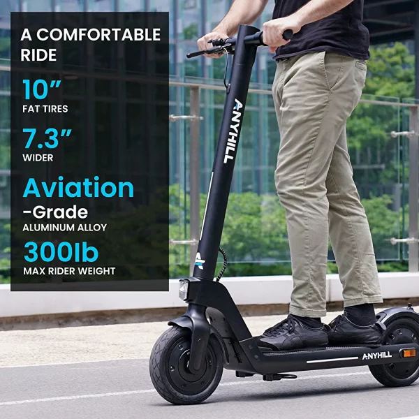 ANYHILL Electric Scooter for Adults, E Scooter with Detachable Battery, 24-28Miles & 19 MPH, 750W Motor Sport Scooter,10'' Pneumatic Tires Commuting Electric Scooter with Regenerative Braking System. - immagine 3