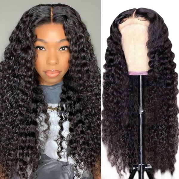 Water Wave Lace Front Wigs Human Hair Brazilian 180% Density Virgin Hair 4X4 Deep Curly Lace Closure Wigs for Black Women Pre Plucked with Baby Hair Natural Color (26 Inch,Water Lace Closure Wigs) - immagine 4