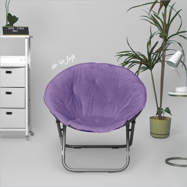 Urban Shop Faux Fur Saucer Chair, Purple - immagine 2