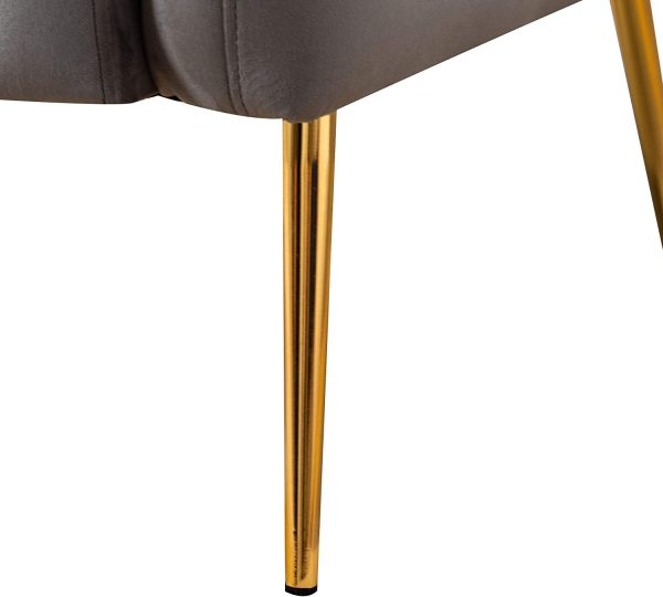 LSSPAID Velvet Accent Chair, Fabric Upholstered Accent Chairs for Living Room, Golden Metal Legs Armchairs, Grey, Set of 1 - immagine 7