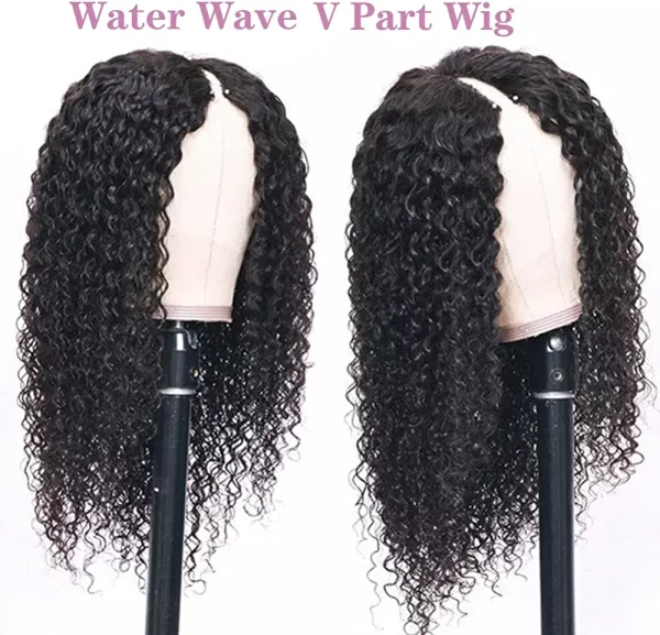 ISEE Hair 22 Inch Water Wave V Part Wig Human Hair No Leave Out Brazilian Glueless Curly Wave Upgrade U Part V Part Wigs for Black Women Human Hair 180% Density Natural Color - immagine 7