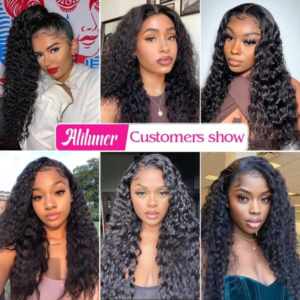 aliluner Deep Wave Lace Front Wigs Human Hair Pre Plucked with Baby Hair 5x5 HD Lace Closure Human Hair Wigs for Black Women 150% Density Natural Color 22 Inch - immagine 7