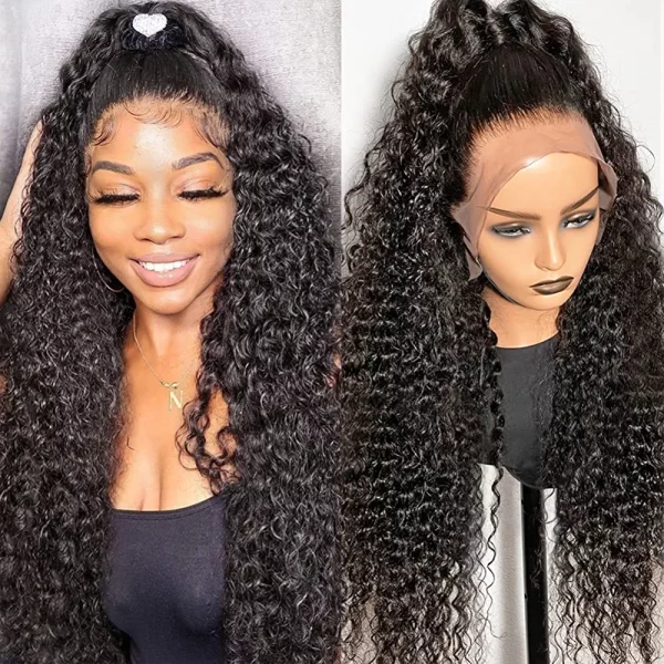 Glueless Water Wave Lace Front Wigs Human Hair Pre Plucked Baby Hair 180 % Density 13x4 HD Transparent Water Wave Frontal Wigs for Black Women Brazilian Virgin Human Hair Water Wave Wigs 26 Inch - immagine 5