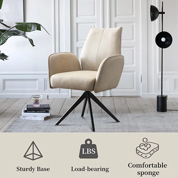 jiexi Modern Ergonomic Office Chair, Desk Chair no Wheels, Home Office Computer Desk Chair, Upholstered Swivel Accent Arm Chairs with Metal Legs, Desk Chair for Bedroom, Reception Room, Living Room - immagine 4