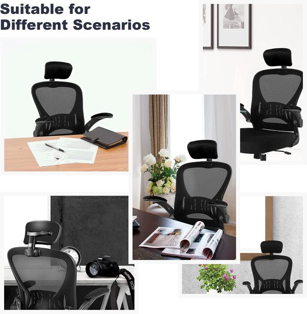 Office Chair Ergonomic Desk Chair Comfort Adjustable Height with Wheels，Lumbar Support Mesh Swivel Computer Home Office Study Task Chair Black - immagine 5