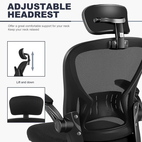 Office Chair Ergonomic Desk Chair Comfort Adjustable Height with Wheels，Lumbar Support Mesh Swivel Computer Home Office Study Task Chair Black - immagine 2