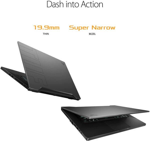 ASUS TUF Dash 15 (2021) Ultra Slim Gaming Laptop, 15.6” 144Hz FHD, GeForce RTX 3050 Ti, Intel Core i7-11370H, 8GB DDR4, 512GB PCIe NVMe SSD, Wi-Fi 6, Windows 10, Eclipse Grey Color, TUF516PE-AB73 - immagine 6