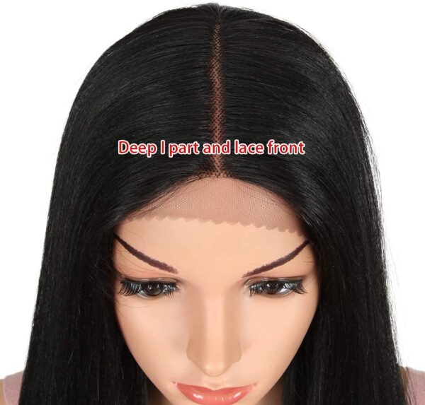 REMY FORTÉ 40 Inch Super Long Straight Lace Front Wigs for Women Heat Resistent Fiber Synthetic Wigs with 6" Deep T Part Lace Wigs for Party Cosplay Daily (6" Lace Front, Black Wigs) - immagine 2