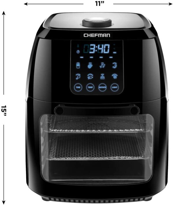 Chefman 6.3 Quart Digital Air Fryer+ Rotisserie, Dehydrator, Convection Oven, 8 Touch Screen Presets Fry, Roast, Dehydrate & Bake, BPA-Free, Auto - immagine 3