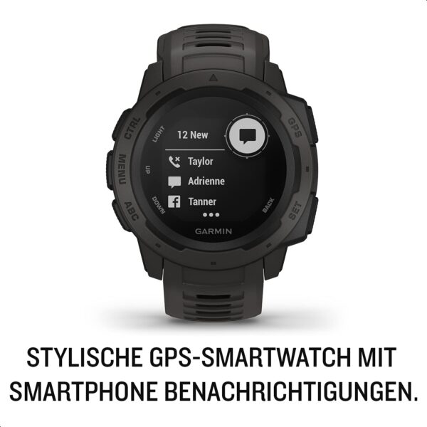 Garmin Instinct Waterproof GPS Smart Watch with Sport/Fitness Functions, Wrist Heart Rate Monitor, Fitness Tracker and Smartphone Notifications, Many models to choose from. - immagine 3