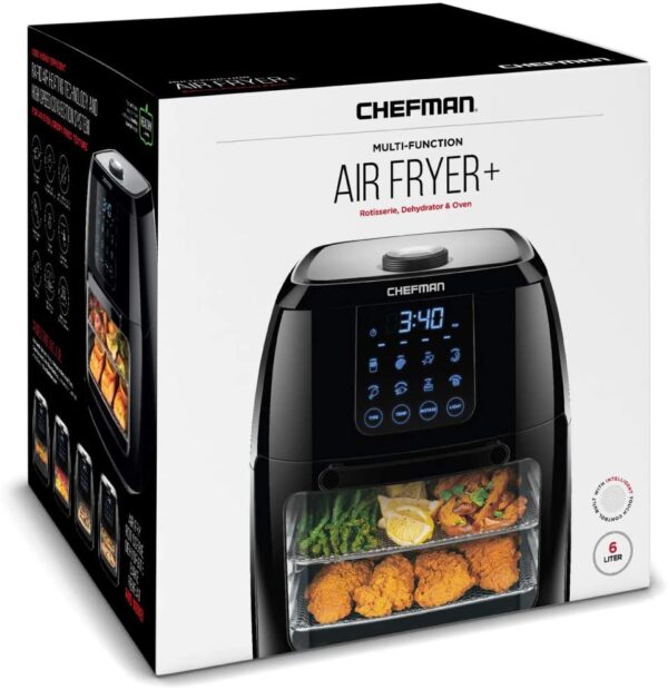 Chefman 6.3 Quart Digital Air Fryer+ Rotisserie, Dehydrator, Convection Oven, 8 Touch Screen Presets Fry, Roast, Dehydrate & Bake, BPA-Free, Auto - immagine 2