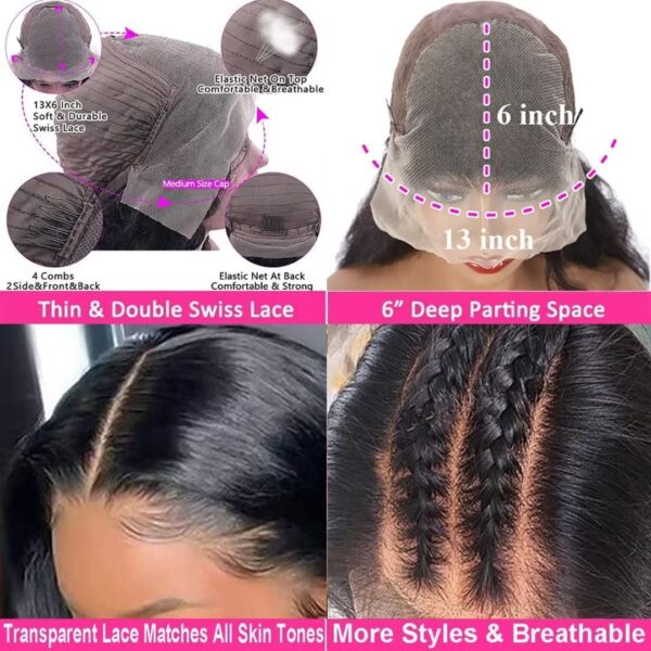 LOVEVOL 40 inch HD Lace Front Wigs Human Hair Pre Plucked 13x6 Deep Part Invisible Transparent Lace Frontal Wigs Human Hair 180 Density Straight Wigs For Black Women Natural Hairline with Baby Hair - immagine 5