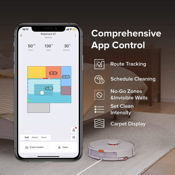 roborock S7 Robot Vacuum and Mop, 2500PA Suction & Sonic Mopping, Robotic Vacuum Cleaner with Multi-Level Mapping, Works with Alexa, Mop Floors and Vacuum Carpets in One Clean, Perfect for Pet Hair - immagine 3