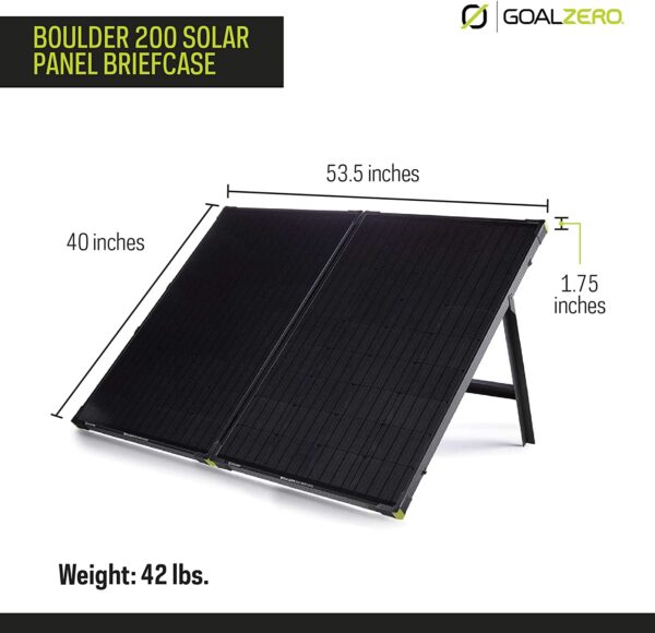 Goal Zero Boulder 200 Briefcase, 200-Watt Monocrystalline Solar Panel with Kickstand, Portable Solar Panel for Camping and Tailgating, Emergency Solar Power - immagine 5