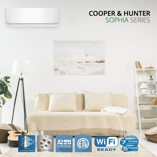 Cooper & Hunter 36,000 BTU Mini Split AC/Heating system Sophia Series 208/230V Heat Pump with 25ft Installation Kit - immagine 2