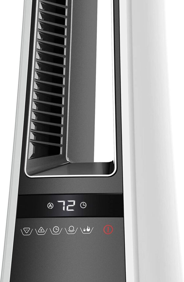 Lasko Oscillating Bladeless Ceramic Tower Space Heater for Home with Enhanced Safety, Adjustable Thermostat, Filter, Timer and Remote Control, 27 Inches, Silver, 1500W, AW300 - immagine 3