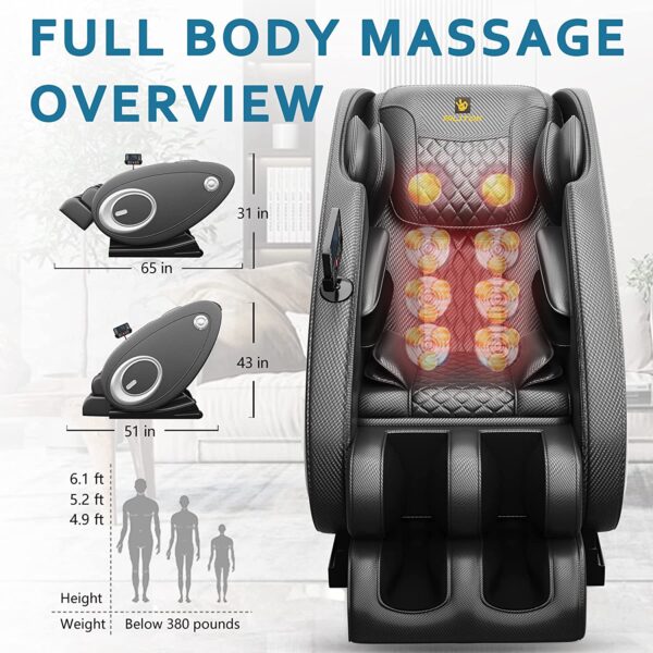 Massage Chair Blue-Tooth Connection and Speaker, Recliner with Zero Gravity with Full Body Air Pressure, Easy to Use at Home and in The Office(Black) - immagine 4