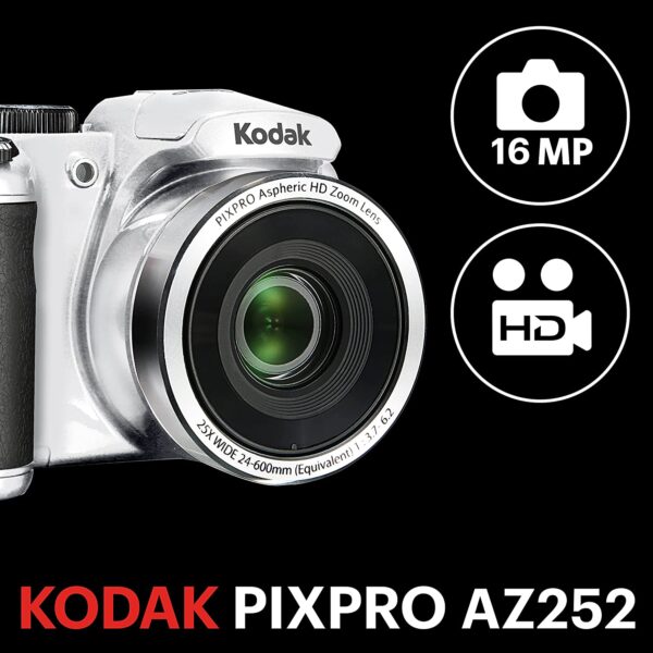 Kodak PIXPRO Astro Zoom AZ252-WH 16MP Digital Camera with 25X Optical Zoom and 3" LCD (White) - immagine 3