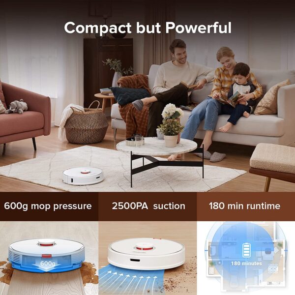 roborock S7 Robot Vacuum and Mop, 2500PA Suction & Sonic Mopping, Robotic Vacuum Cleaner with Multi-Level Mapping, Works with Alexa, Mop Floors and Vacuum Carpets in One Clean, Perfect for Pet Hair - immagine 7