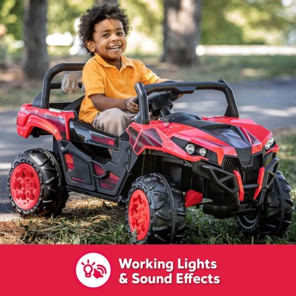 Kid Trax Toddler UTV Electric Ride-On Toy, Kids 3-5 Years Old, 6 Volt Battery and Charger, Max Rider Weight 60 lbs, LED Headlights, Red. - immagine 3