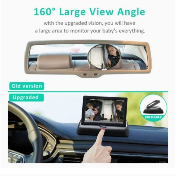 RYBPVC Baby Car Mirror, UPGRADED Baby Monitor with Infrared Night Vision for Rear Facing Seat Safely Car Seat Mirror with 360° Adjustable Fisheye Camera to Observe Infant/Toddler/Children - immagine 3