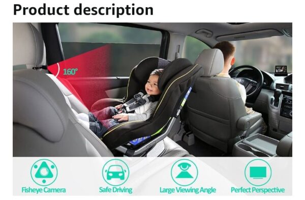 RYBPVC Baby Car Mirror, UPGRADED Baby Monitor with Infrared Night Vision for Rear Facing Seat Safely Car Seat Mirror with 360° Adjustable Fisheye Camera to Observe Infant/Toddler/Children - immagine 7