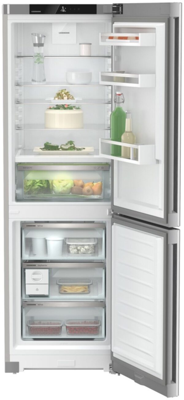 185cm Tall, 60cm Wide Frost Free Fridge Freezer In Silver - immagine 3