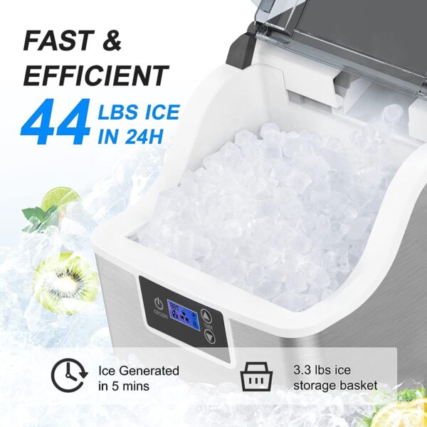 HUMHOLD Nugget Ice Maker Countertop, 44Lbs Pebble Ice Per Day, 24Hrs Preset Program with Automatic Self Cleaning Function, Mini Pellet Ice Cubes Maker Machine for Home/Kitchen/Office/RV - immagine 4