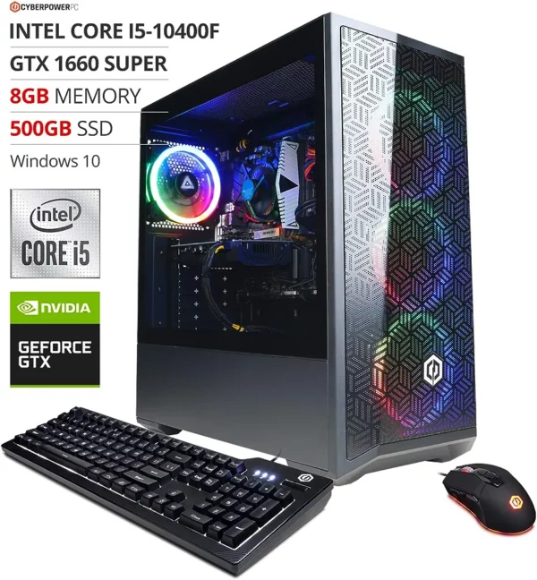 CyberpowerPC Gamer Xtreme VR Gaming PC, Intel i5-10400F 2.9GHz, GeForce GTX 1660 Super 6GB, 8GB DDR4, 500GB NVMe SSD, Wi-Fi Ready & Windows 10 Home (GXiVR8060A10) - immagine 5