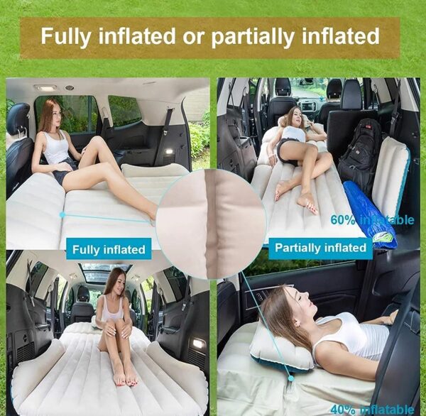 WEY&FLY SUV Air Mattress Thickened and Double-Sided Flocking Travel Camping Bed Dedicated Mobile Cushion Extended Outdoor for Back Seat 4 Bags - immagine 4