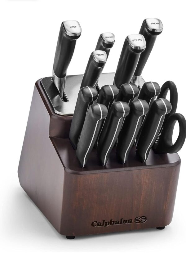 Calphalon Premier SharpIN Knife Set with Sharpening Knife Block, 15-Piece Carbon Steel Kitchen Knife Set