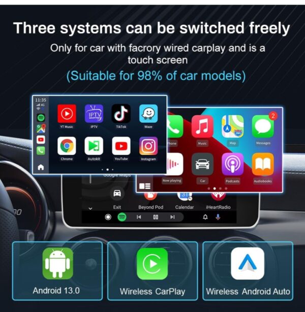 CarlinKit CarPlay Ai Box Max 2023,Android 13.0 Ai Box,Wireless Carplay&Android Auto,8 core,8+128G,4G Cellular,Built-in Google Play,Netflix,YouTube,GPS,Easy Setup for Wired CarPlay&Touch Screen Car - immagine 4