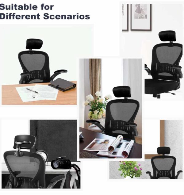 Office Chair Ergonomic Desk Chair Comfort Adjustable Height with Wheels，Lumbar Support Mesh Swivel Computer Home Office Study Task Chair - immagine 3