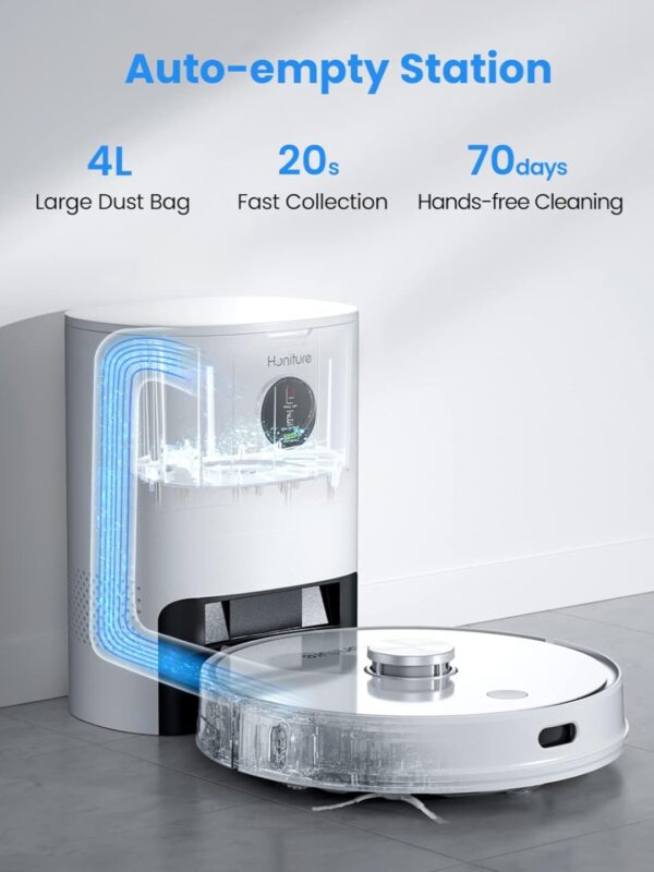 HONITURE Robot Vacuum and Mop Combo, Self Emptying Vacuum Cleaner with 3500Pa Max Suction, Robotic Vacuum Cleaner with LiDAR Navigation, Good for Pet Hair, Carpets, Hard Floors, Self-Charging, Q6 Pro See less - immagine 2