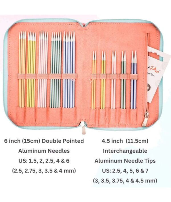 KnitPro Sweet Affair Knitting Set Includes 5 x 4.5in. Interchangeable Tips, 5 x 6in. Double Point Sets, 4 Skeins Terra Yarn (175gr), 6 Project Inspirations, 2 Cases Bundled with 1 Artsiga Crafts Bag - immagine 5