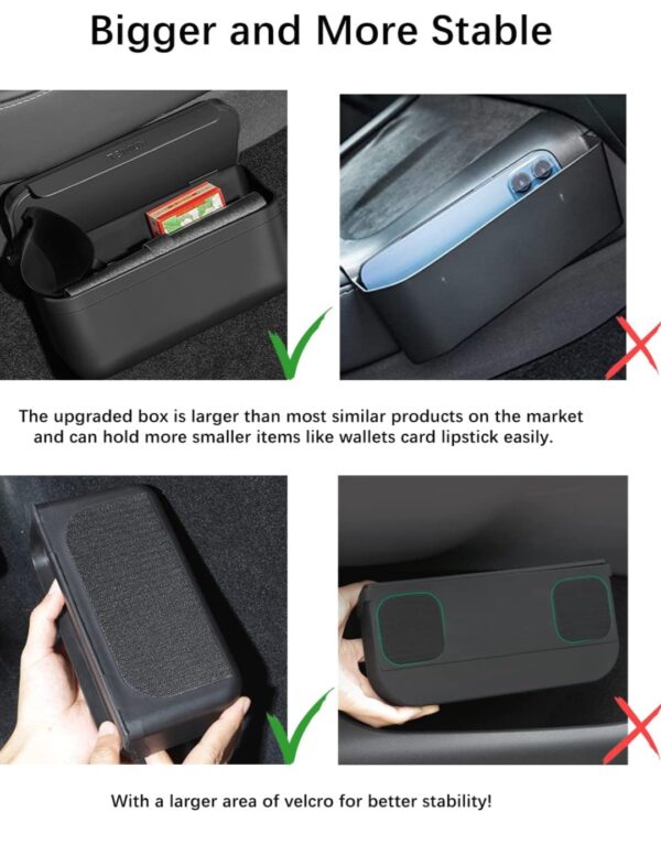 FanpBow [Upgrated Center Console Side Storage Box Holder for Sunglass Phone Card, Universal Velcro TPE Storage Box for All Flocking Surfaces - immagine 6