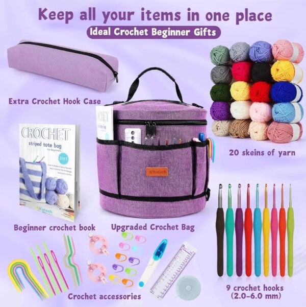 Katech Crochet Kit for Beginners, Beginner Crochet Kit for Adults and Kids Crochet Kits Includes Crochet Hooks Knitting Bag Crochet Yarn for Crocheting Instruction Knitting Kit Crochet Supplies Gift - immagine 2