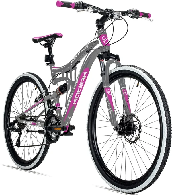 Bergsteiger Kodiak 26 Inch, 29 Inch Mountain Bike, from 150 cm, Disc Brake, Shimano 21 Speed Gears, Full Suspension, Full MTB, Boys' Bicycle & Men's Bicycle