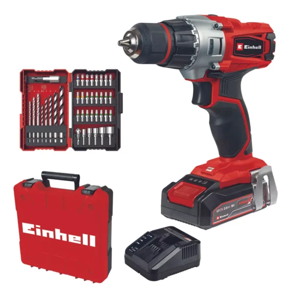 Cordless Drill +39 Accessories + Battery and Charger Einh