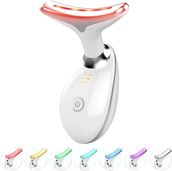 Fastaid Red-Light-Therapy-for-Face and Neck, Red Light Therapy Wand, 7 Color Led Face Neck Massager for Skin Care, White